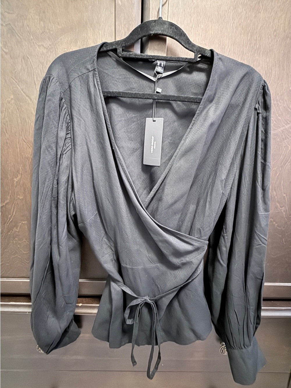 Vero Moda Black Wrap Top NWT